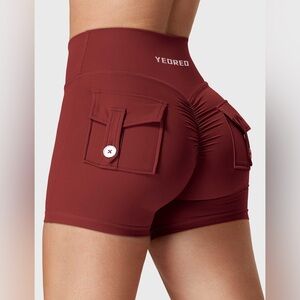 NWT Yeored V-waistband Charm Shorts Burgundy XS